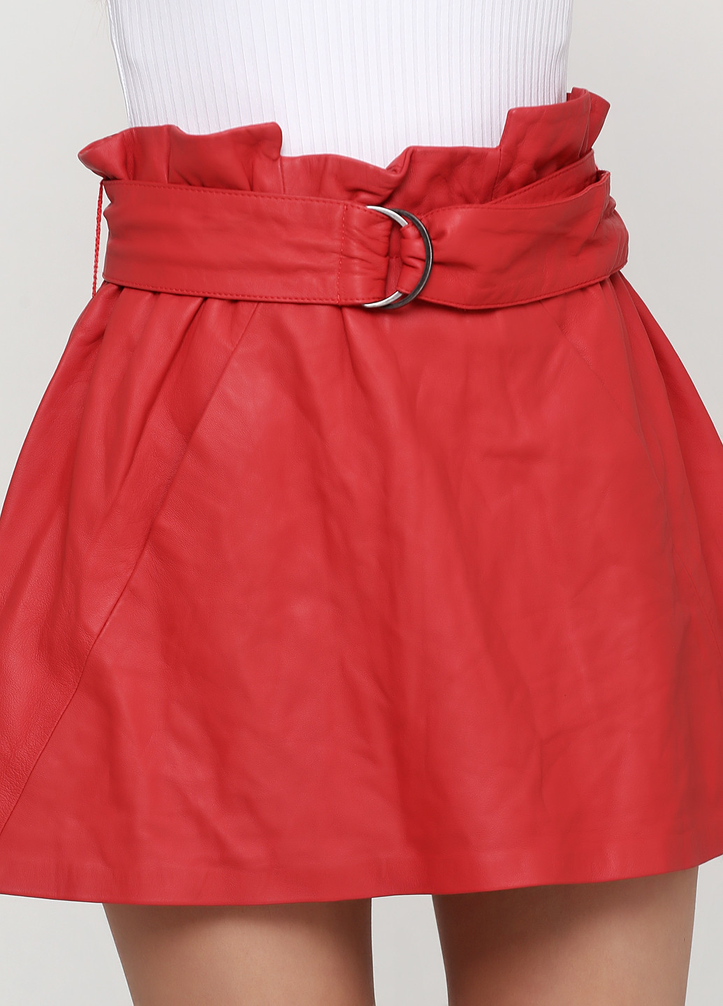 Красная кэжуал однотонная юбка Bel Air клешированная, а-силуэта (трапеция)