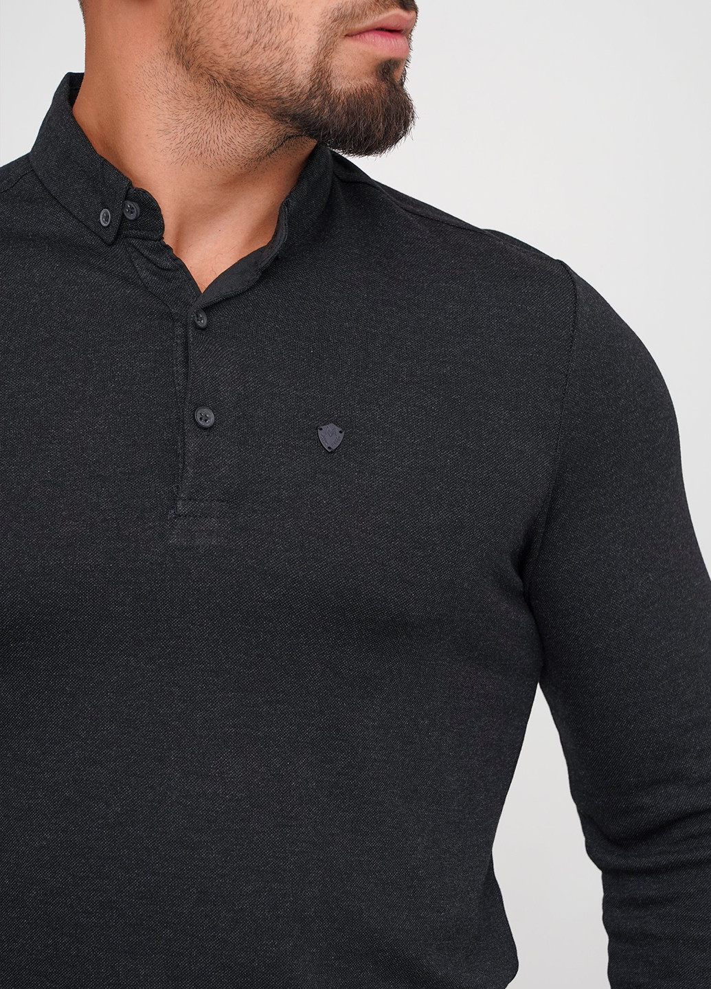Черная футболка-поло для мужчин Trend Collection меланжевая