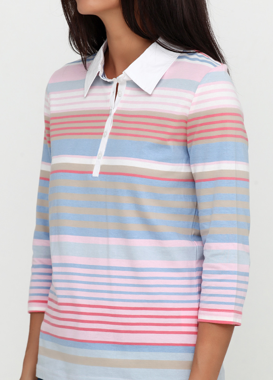 Цветная женская футболка-поло BRANDTEX CLASSIC в полоску