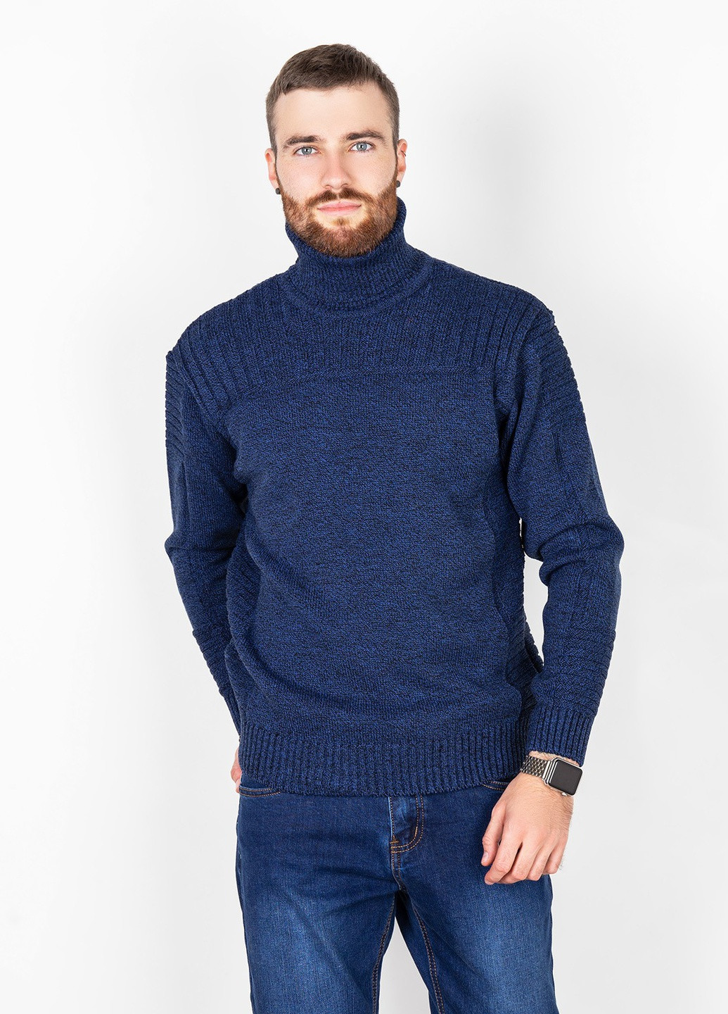 Темно-синий демисезонный свитер мужской джемпер ISSA PLUS GN4-67