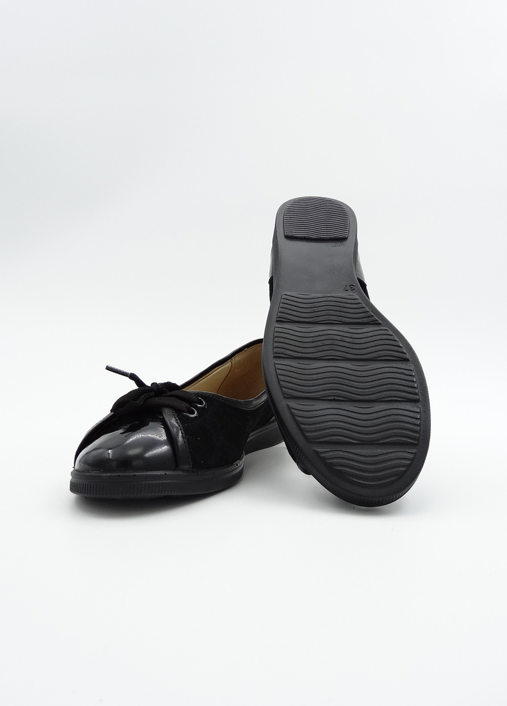 Черные кэжуал балетки Sempre со шнуровкой