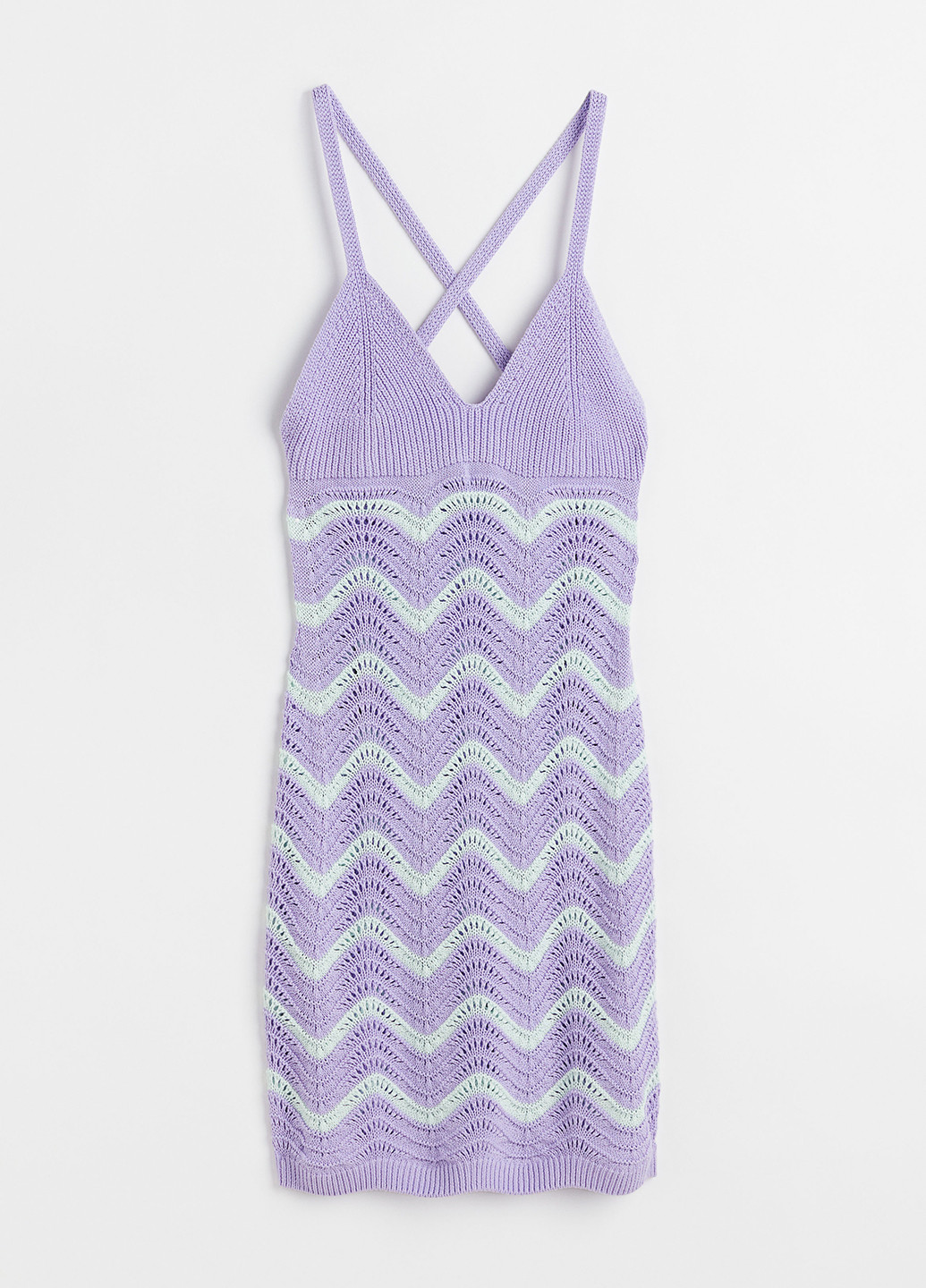 Сиреневое кэжуал платье силуэтная H&M с геометрическим узором