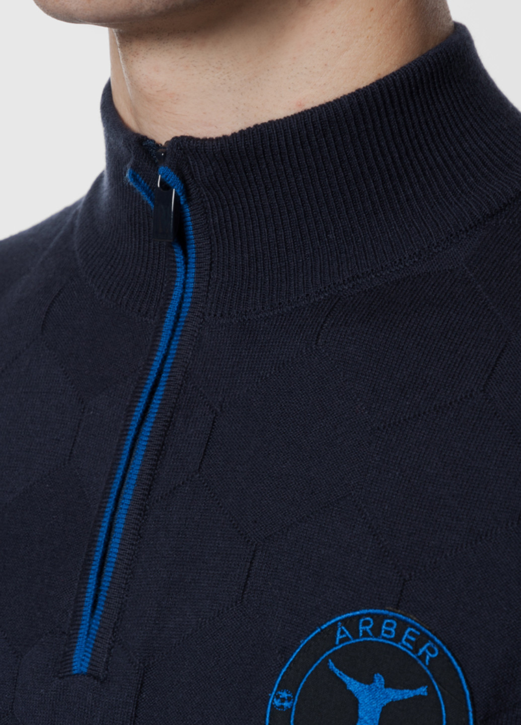 Синий демисезонный свитер мужской Arber Zipper-neck AVT-14