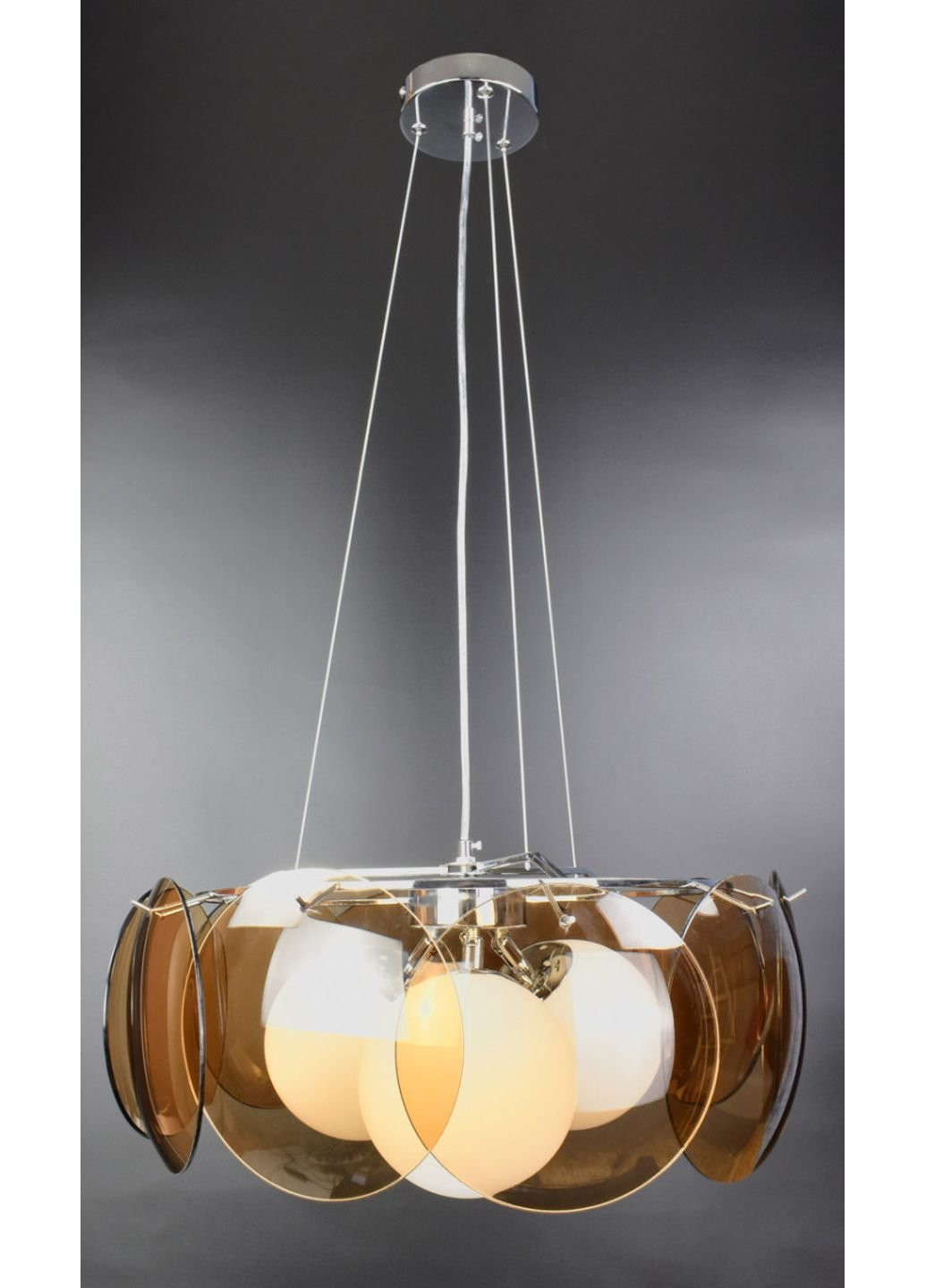 Люстра потолочная подвесная на 3 лампочки AT13/3-br Хром 50х55х55 см. Sunnysky (253627892)