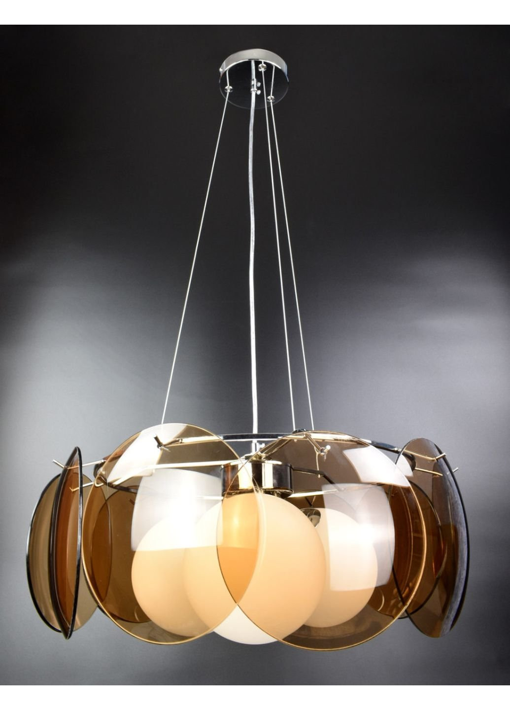 Люстра потолочная подвесная на 3 лампочки AT13/3-br Хром 50х55х55 см. Sunnysky (253627892)