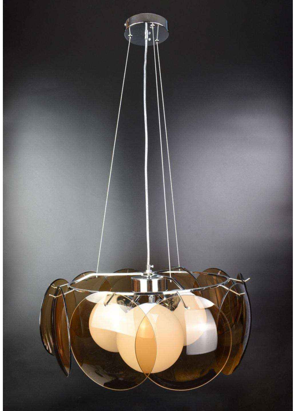 Люстра потолочная подвесная на 3 лампочки AT13/3-br Хром 50х55х55 см. Sunnysky (253627892)