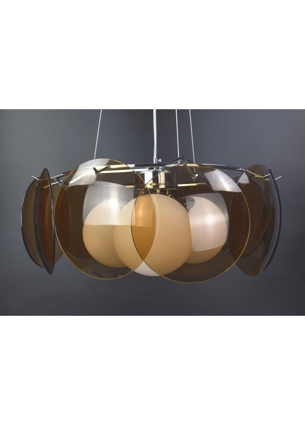 Люстра потолочная подвесная на 3 лампочки AT13/3-br Хром 50х55х55 см. Sunnysky (253627892)