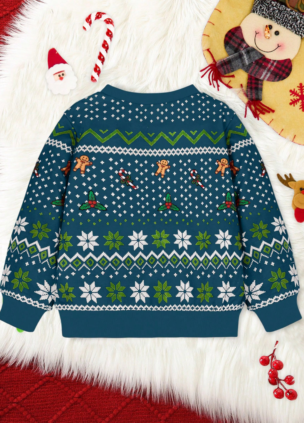 SHEIN свитшот новогодний морской волны праздничный полиэстер
