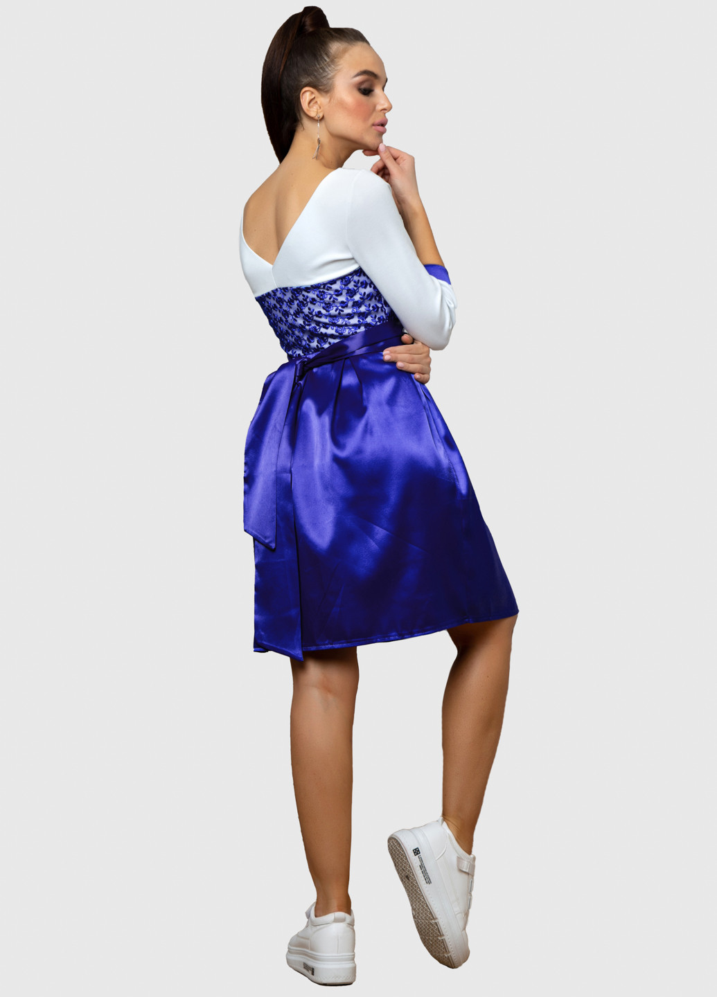 Синее кэжуал платье клеш ST-Seventeen однотонное