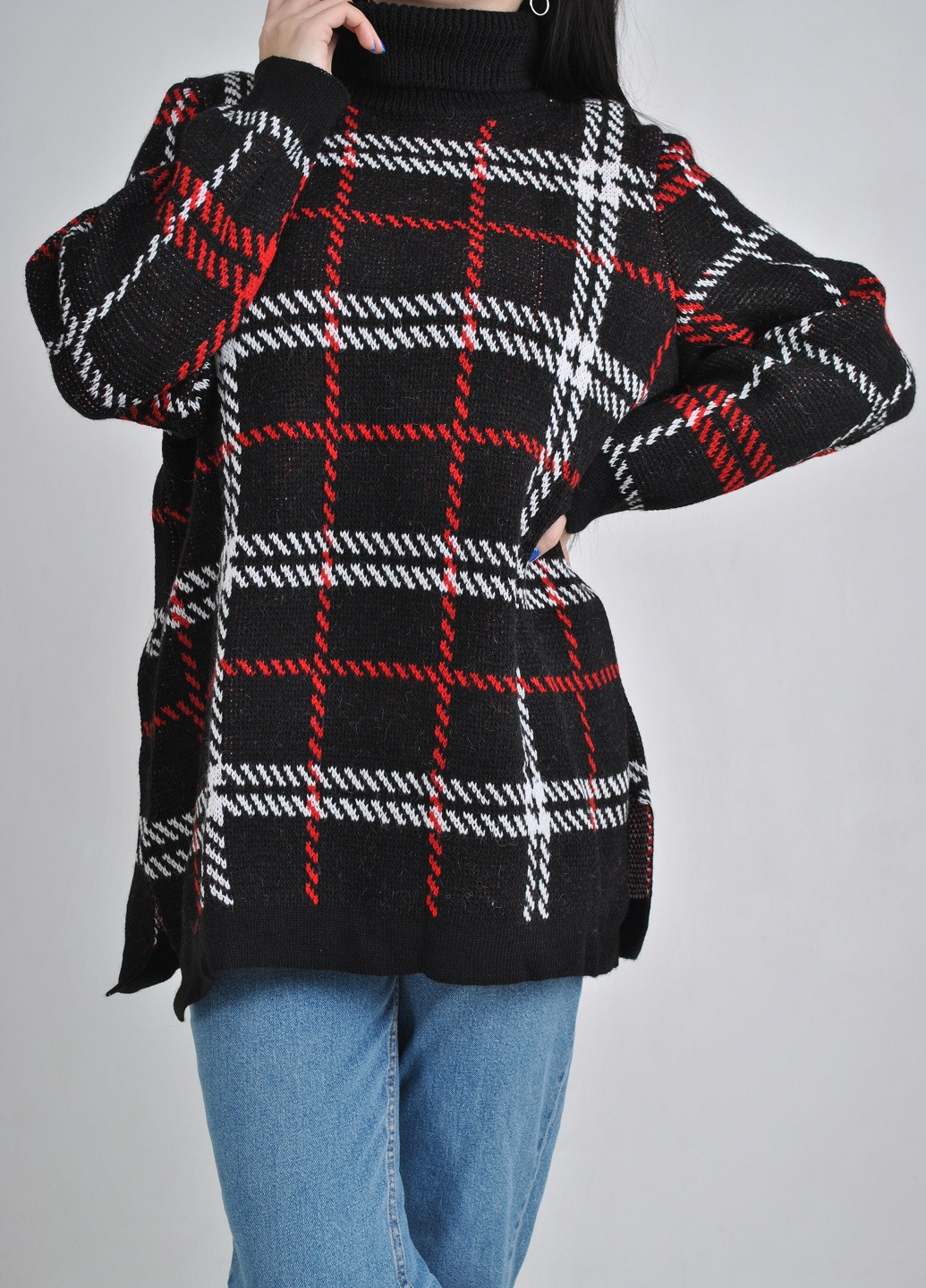 Черный зимний свитер-туника Fashion Club