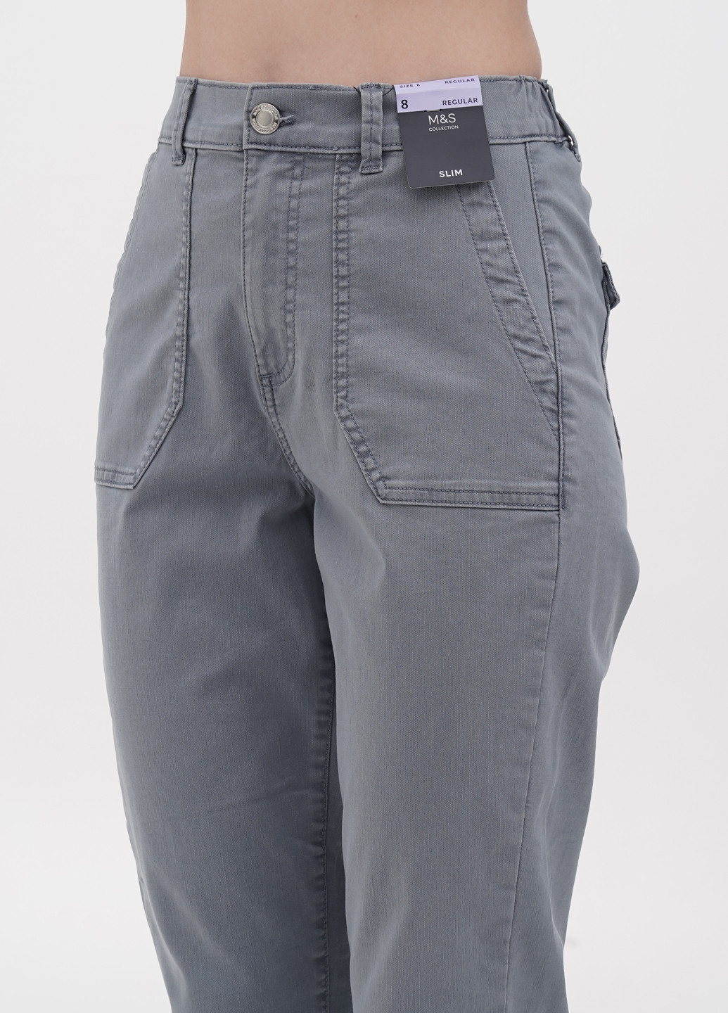 Серо-голубые кэжуал демисезонные джоггеры брюки Marks & Spencer