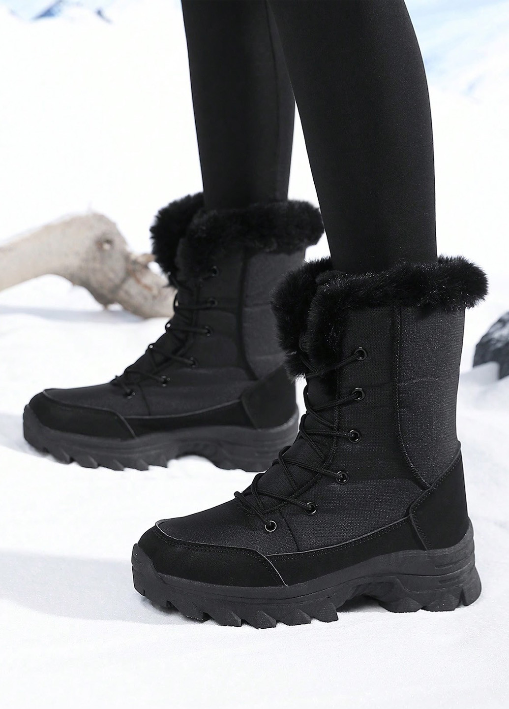 Зимние сапоги SHEIN с мехом тканевые