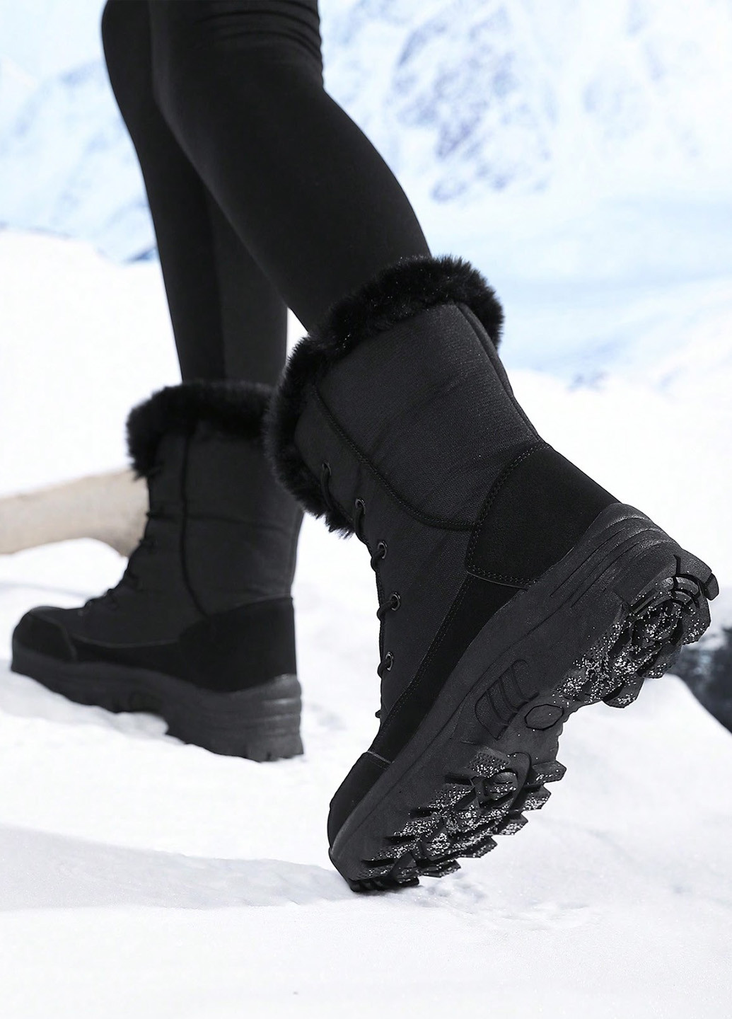 Зимние сапоги SHEIN с мехом тканевые