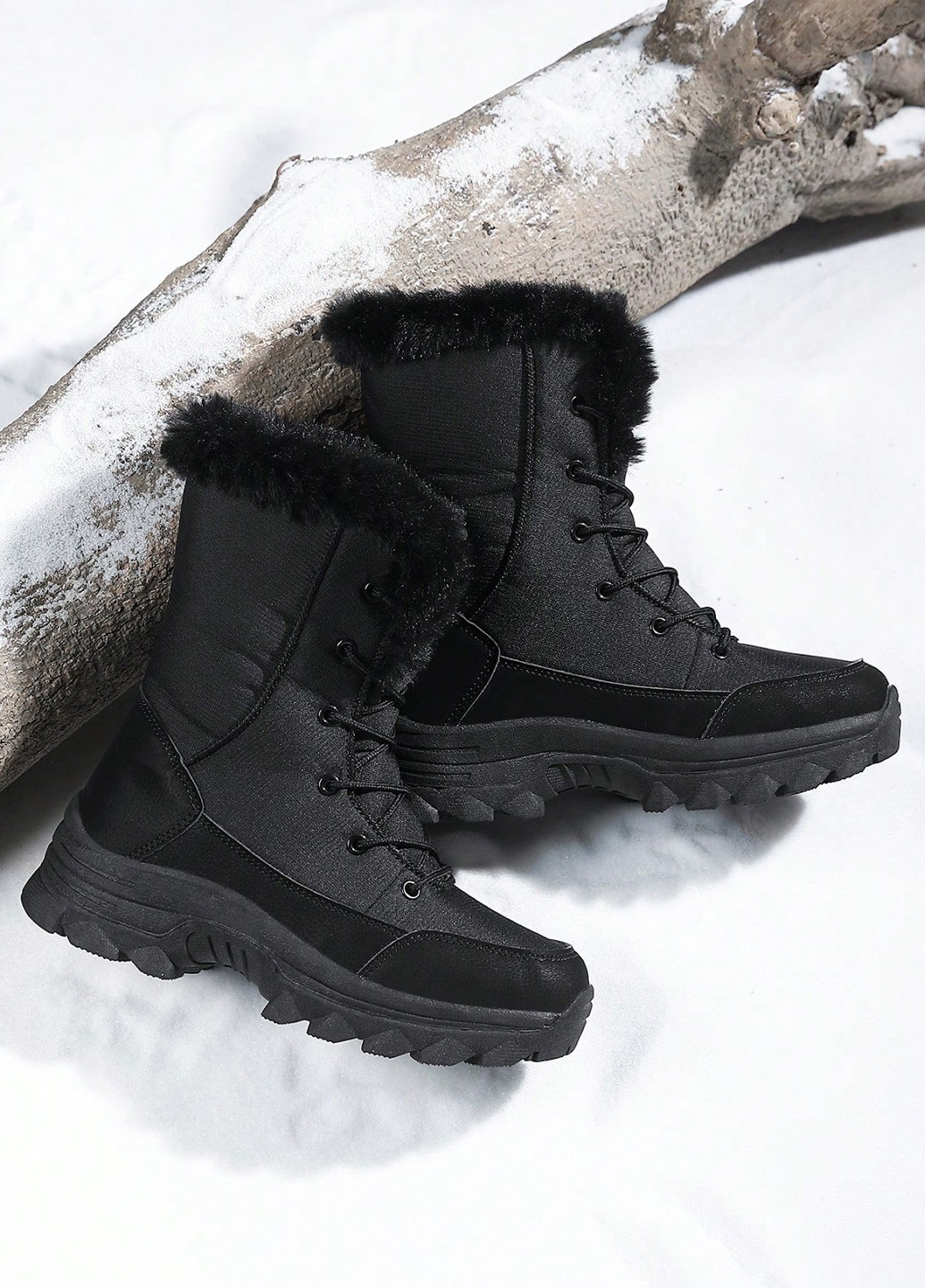Зимние сапоги SHEIN с мехом тканевые