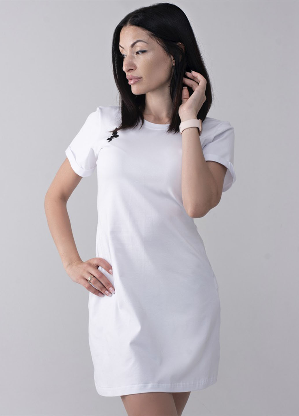 Белое кэжуал платье "русалочка" а-силуэт Anika однотонное