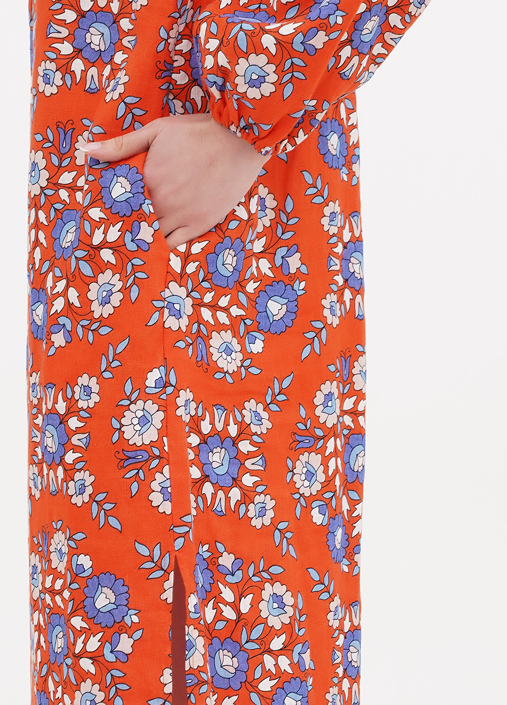 Оранжевое кэжуал платье оверсайз Boden с цветочным принтом