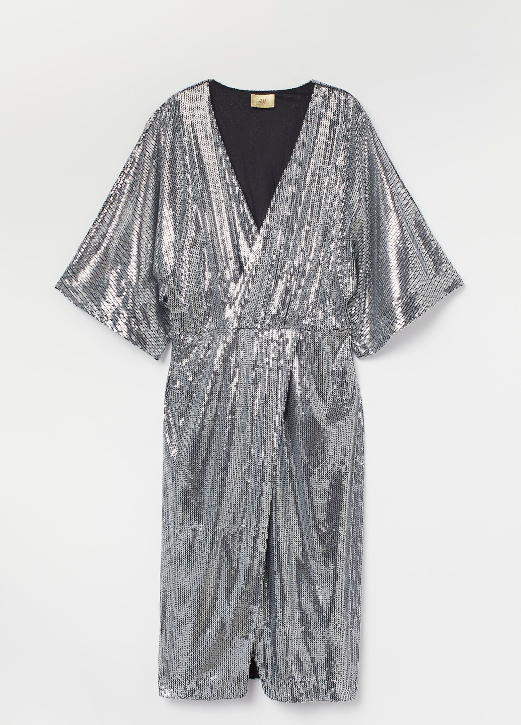 Срібна вечірня сукня з паєтками H&M однотонна