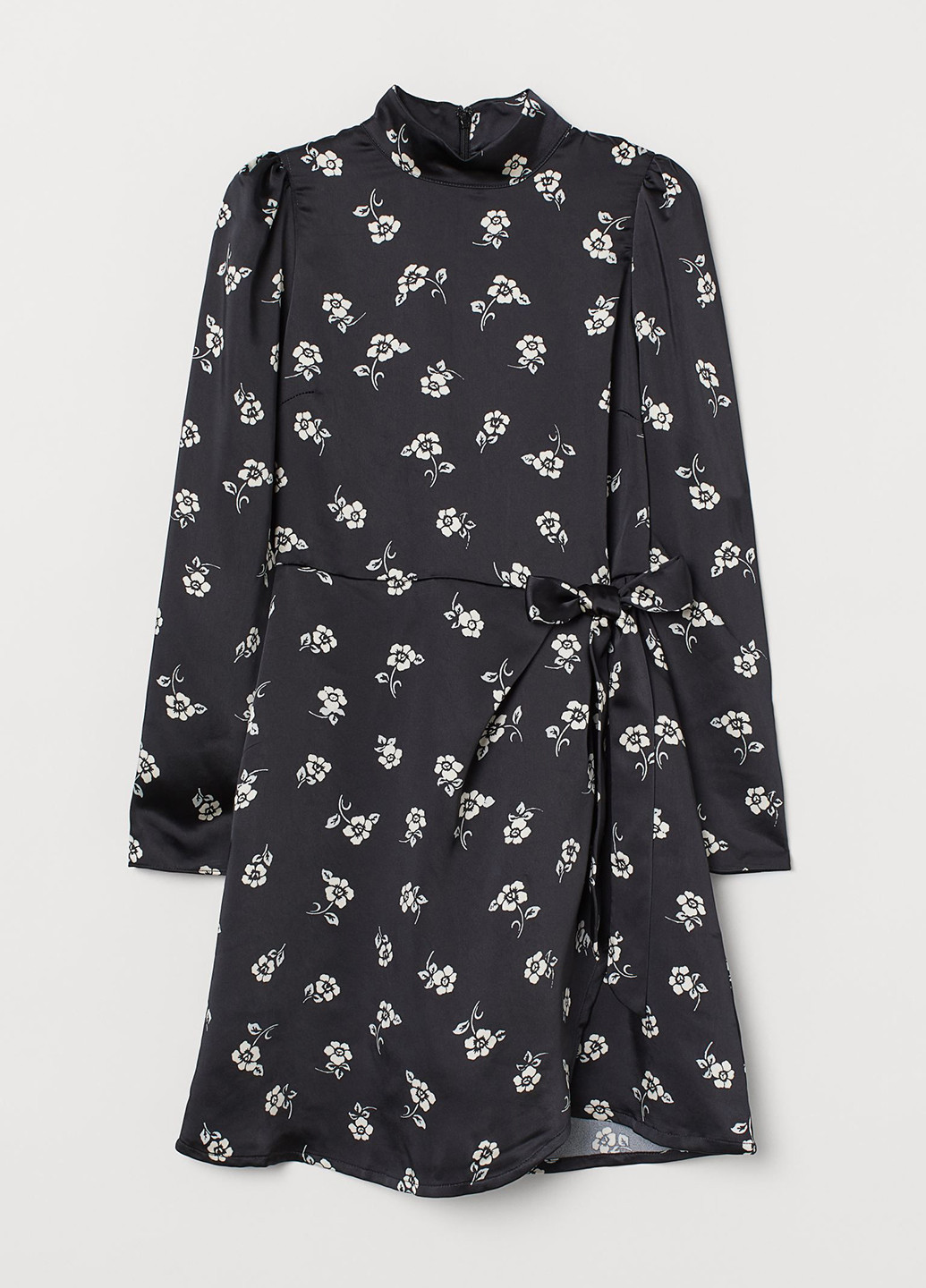 Черно-белое кэжуал платье на запах H&M с цветочным принтом