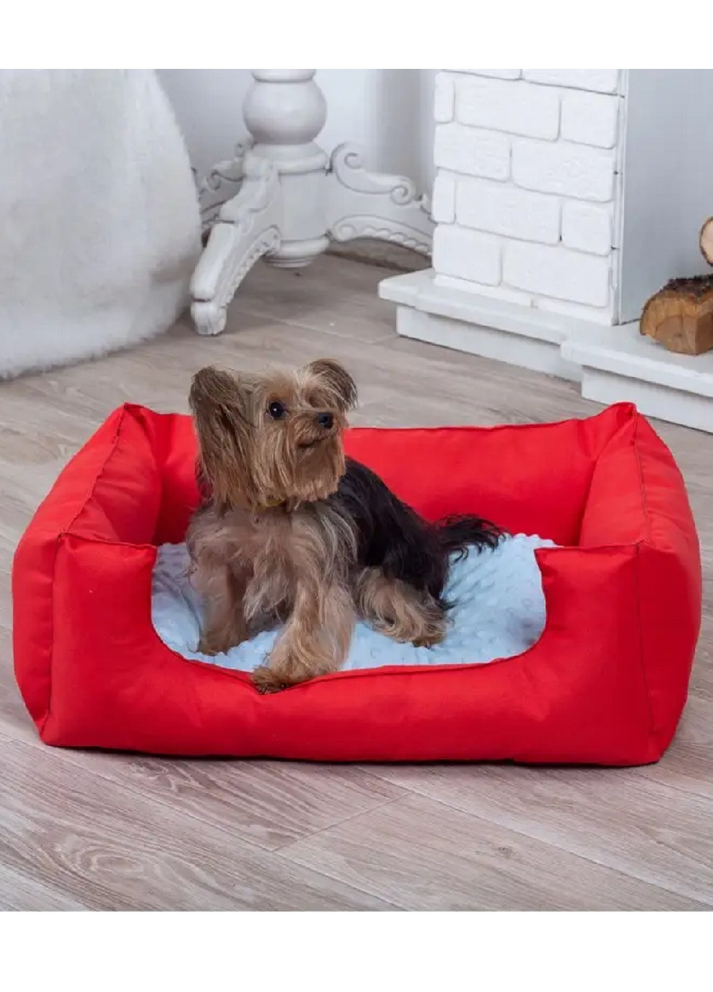 Лежак лежанка для котов и собак спальное место 90х60 см (13554-Нов) Красный с голубым Francesco Marconi (250498812)