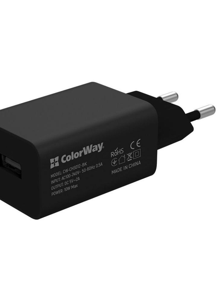 Зарядное устройство (CW-CHS012-BK) Colorway 1USB AUTO ID 2A (10W) black (253507154)