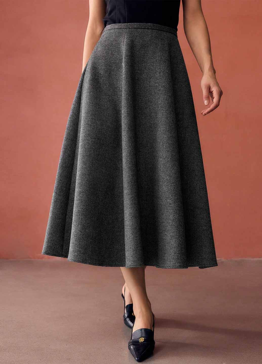 Темно-серая кэжуал с геометрическим узором юбка SHEIN а-силуэта (трапеция)