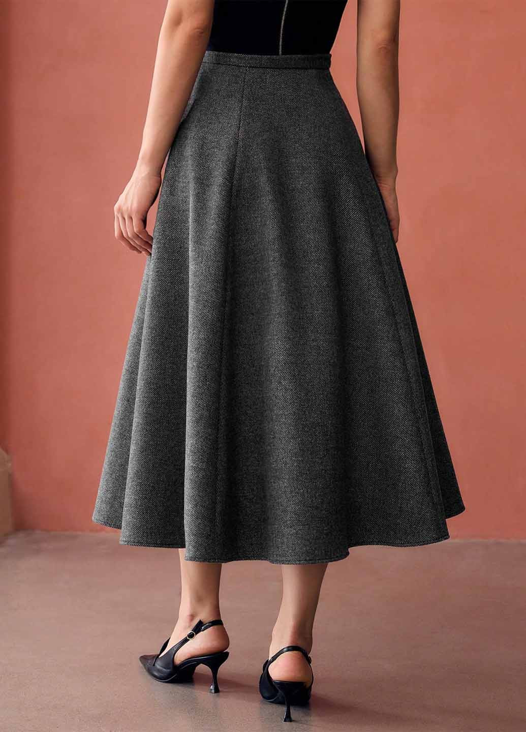 Темно-серая кэжуал с геометрическим узором юбка SHEIN а-силуэта (трапеция)