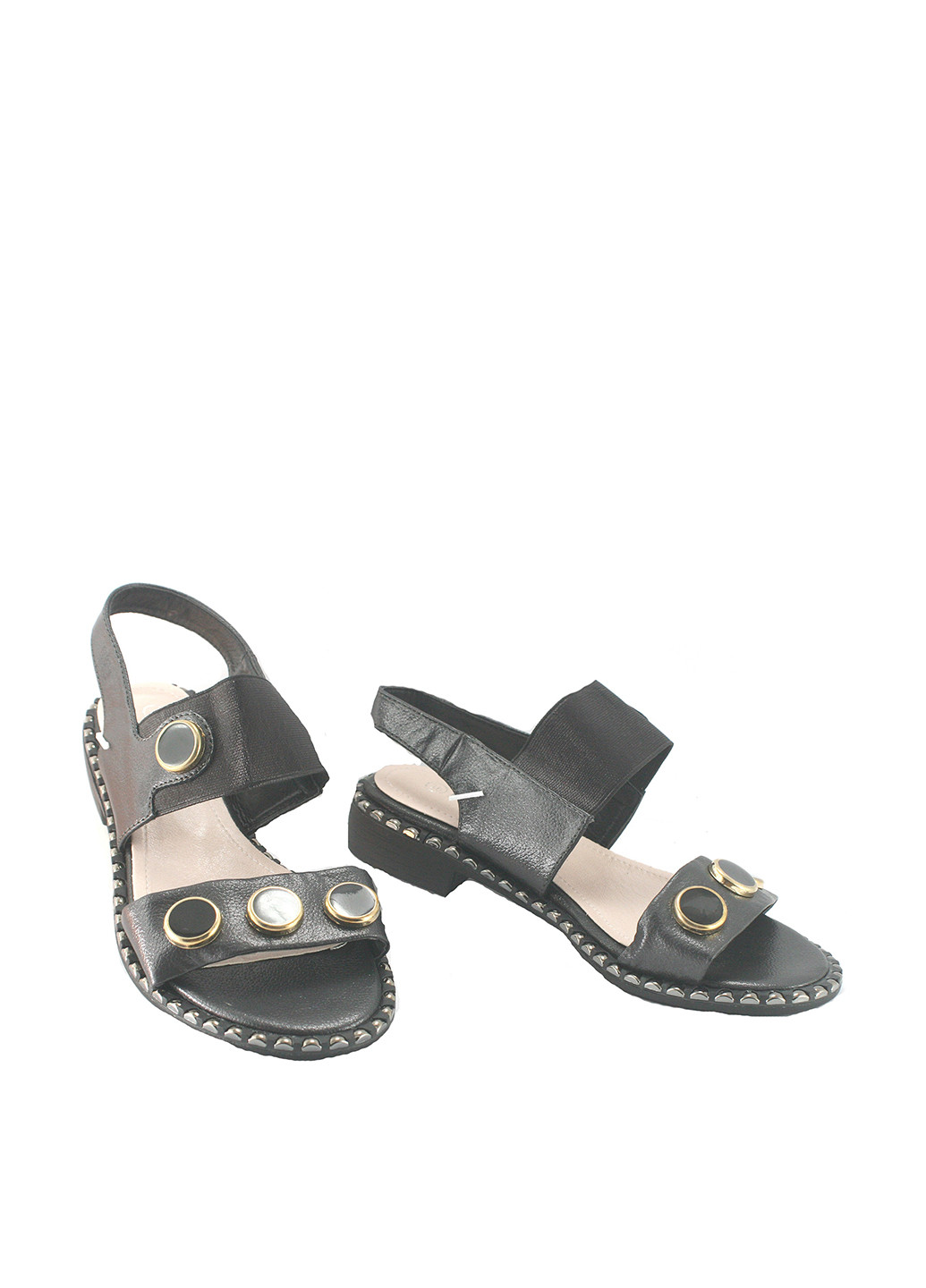 Черные босоножки No Brand без застежки с заклепками