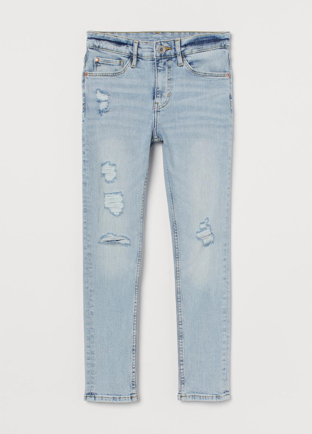 Светло-голубые летние скинни джинсы H&M