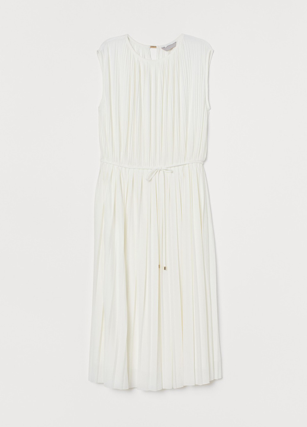 Молочное коктейльное, кэжуал платье плиссированное H&M однотонное