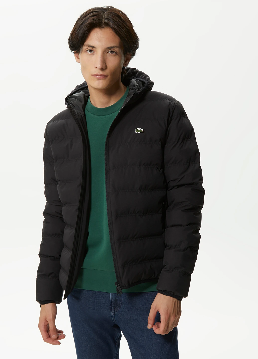 Чорна демісезонна куртка Lacoste
