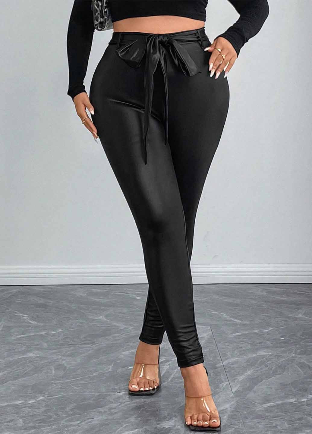 Черные демисезонные леггинсы SHEIN