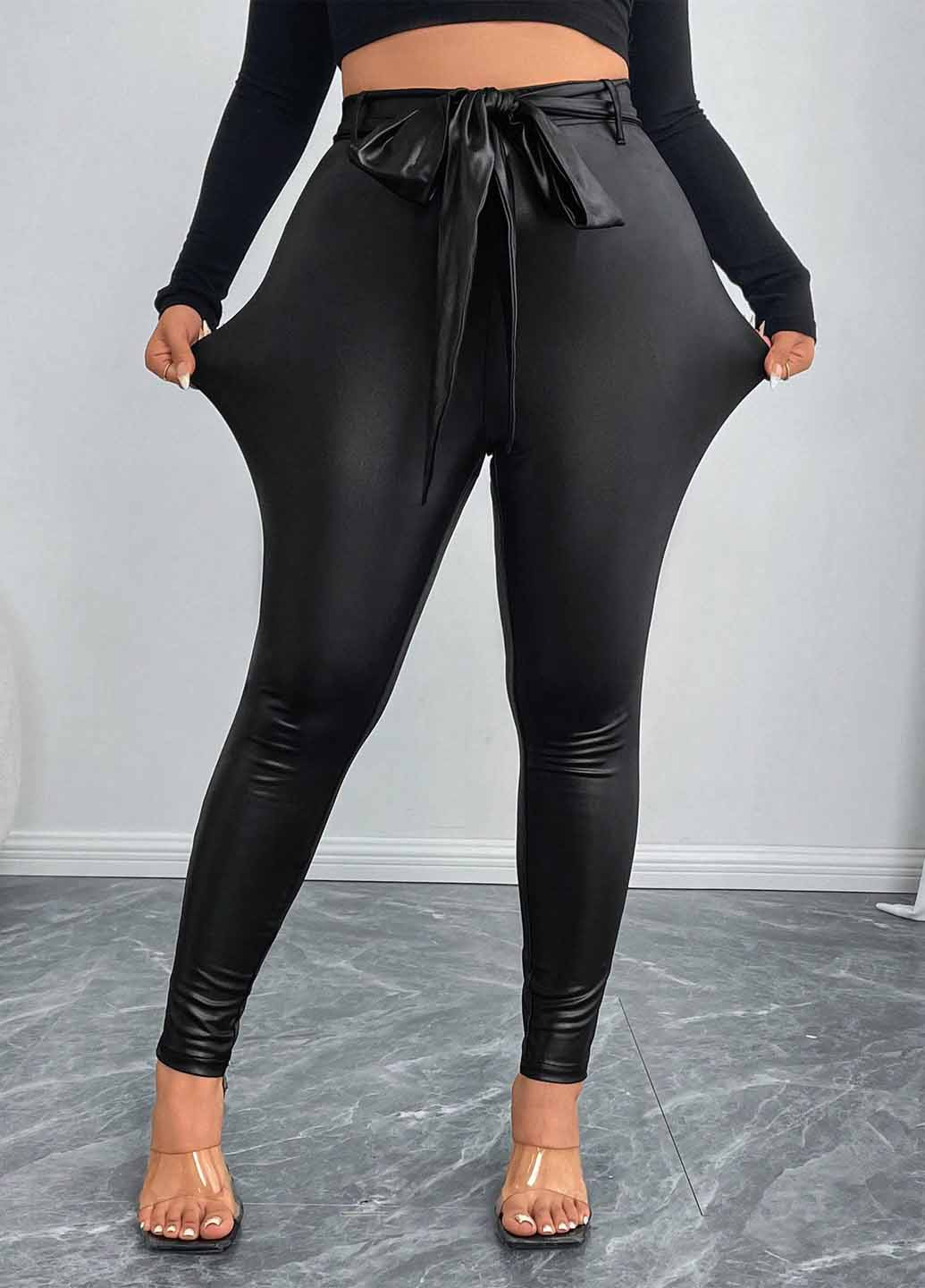 Черные демисезонные леггинсы SHEIN