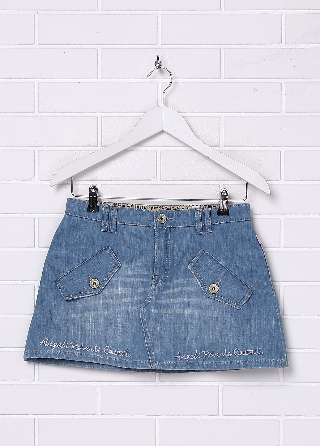 Джинсовая джинсовая однотонная юбка Roberto Cavalli Angels мини