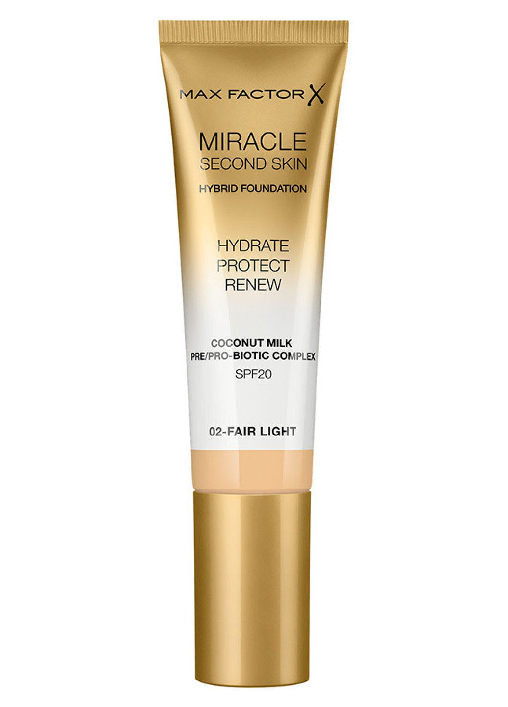 Тональная основа Miracle Second Skin Foundation SPF 20 №02 Fair Light Max Factor (190885810)