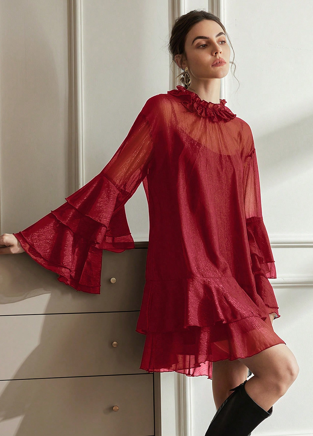 Червона кежуал сукня SHEIN однотонна