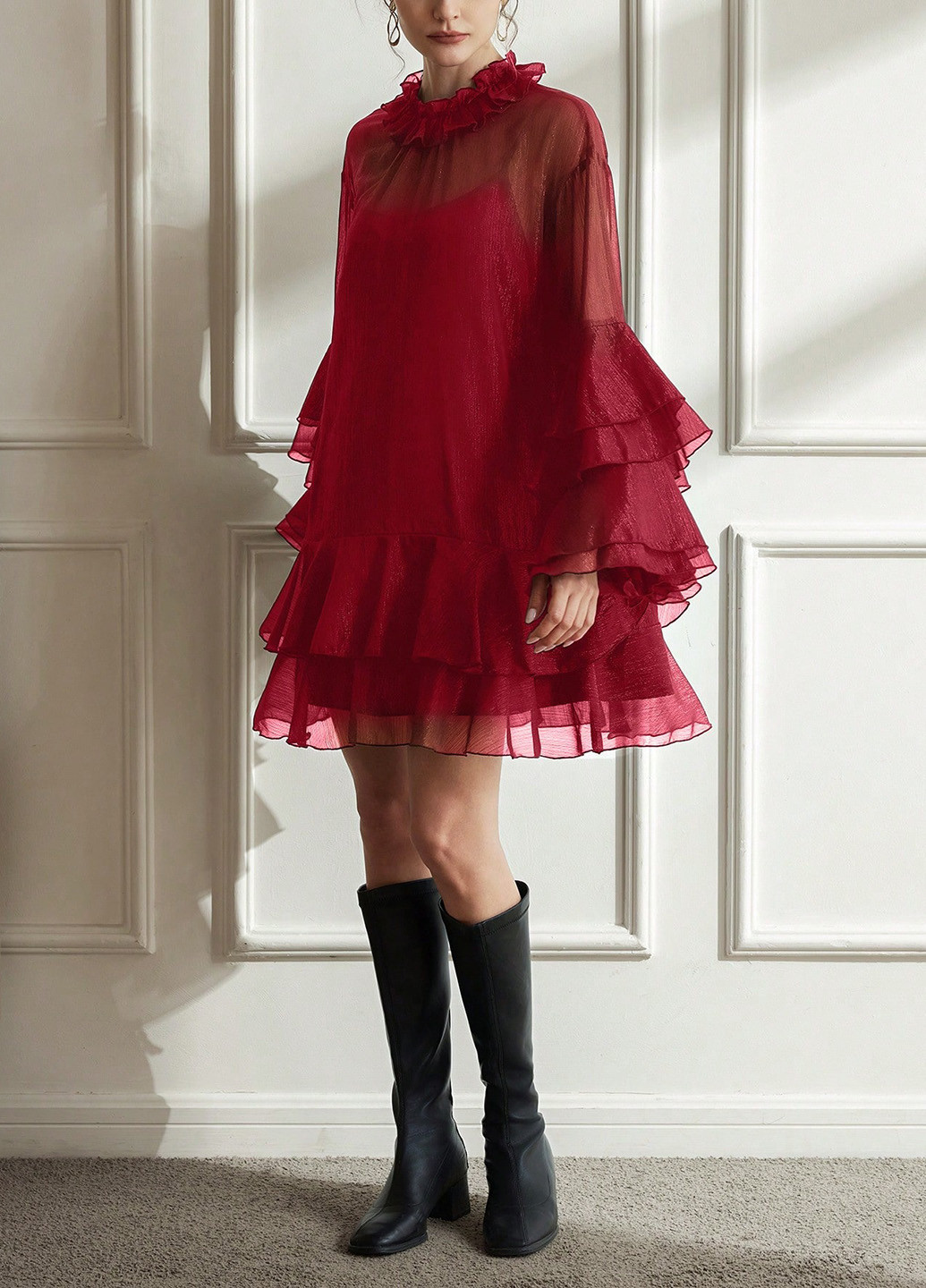 Червона кежуал сукня SHEIN однотонна