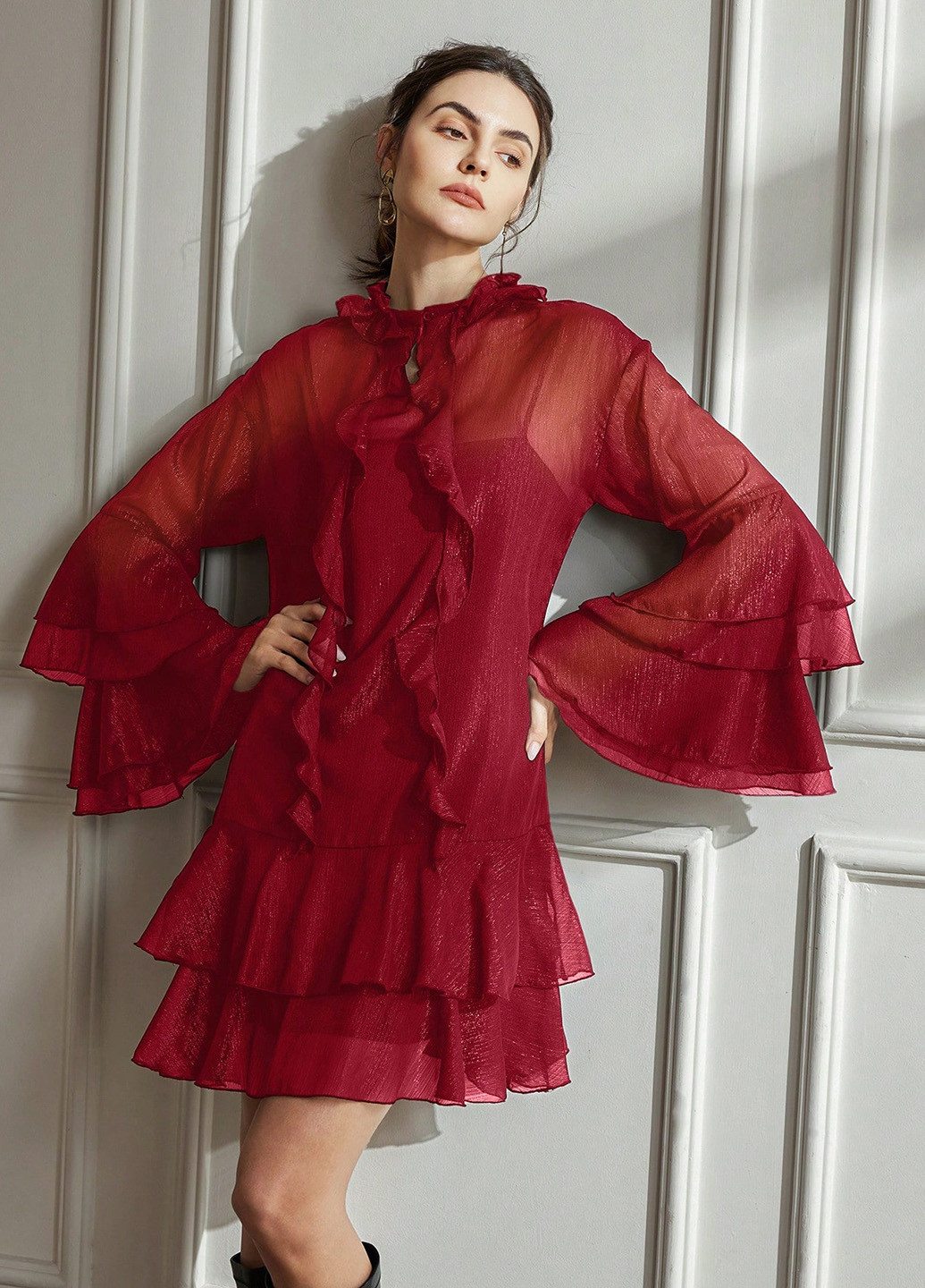 Червона кежуал сукня SHEIN однотонна