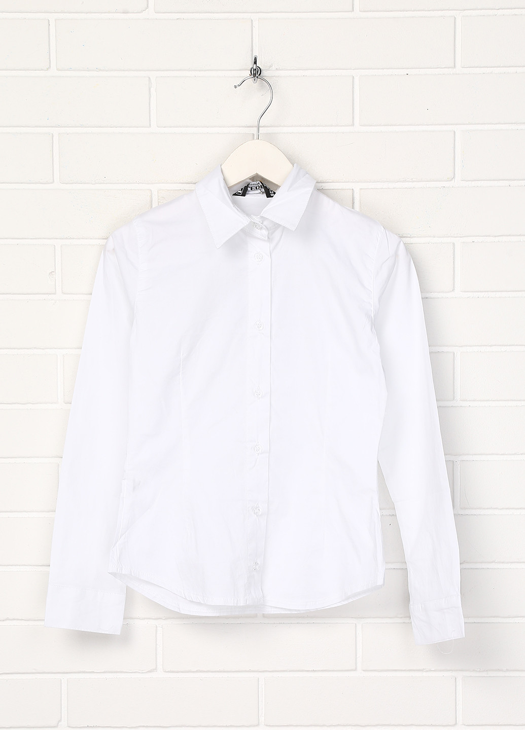 Белая однотонная блузка с длинным рукавом Puledro демисезонная
