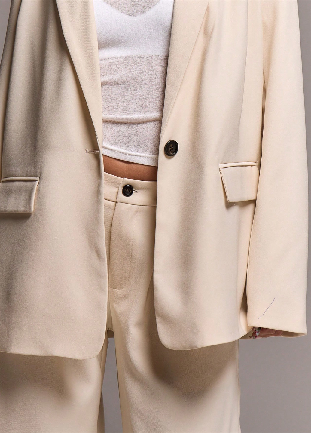 Светло-бежевый женский жакет SHEIN однотонный - демисезонный