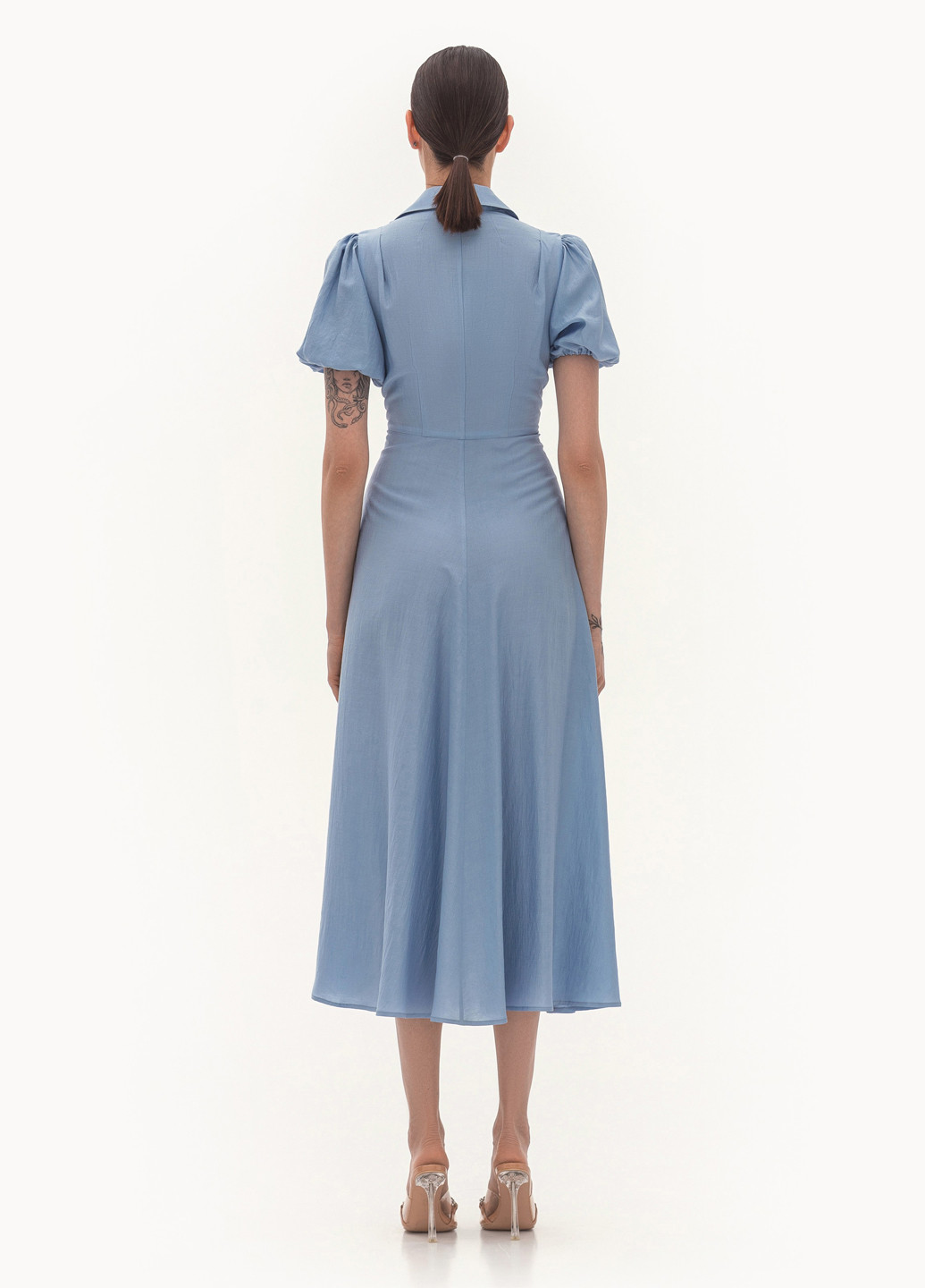 Блакитна кежуал сукня в стилі армпір BGL однотонна