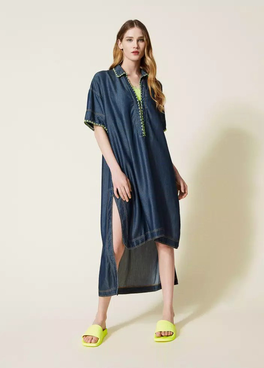 Сіро-синя кежуал, джинсова сукня оверсайз Twin-Set однотонна