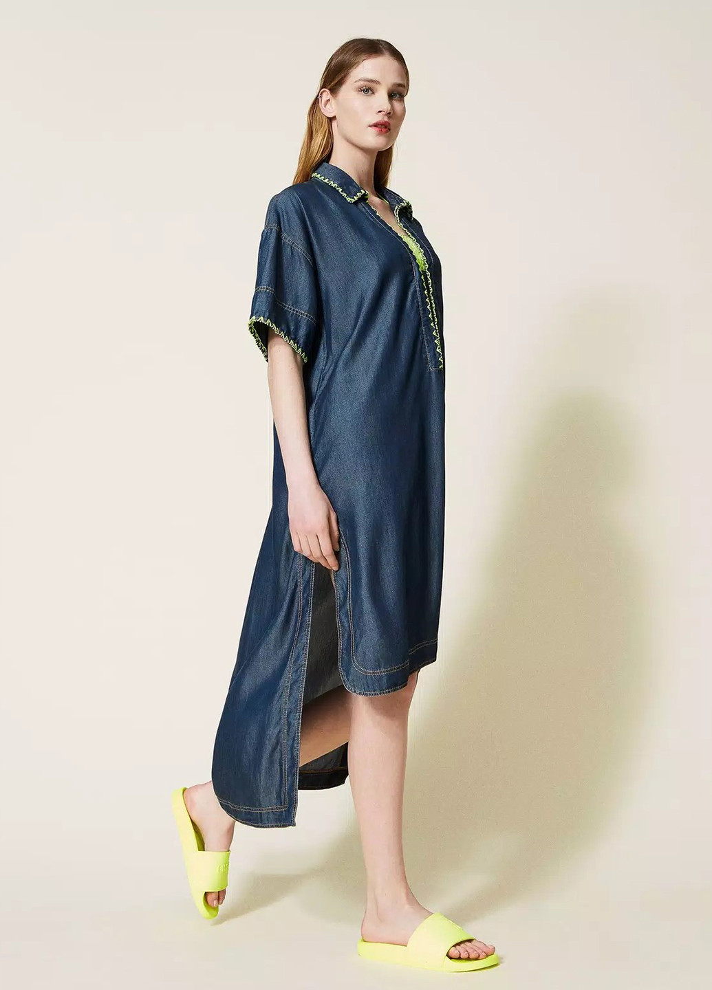 Сіро-синя кежуал, джинсова сукня оверсайз Twin-Set однотонна