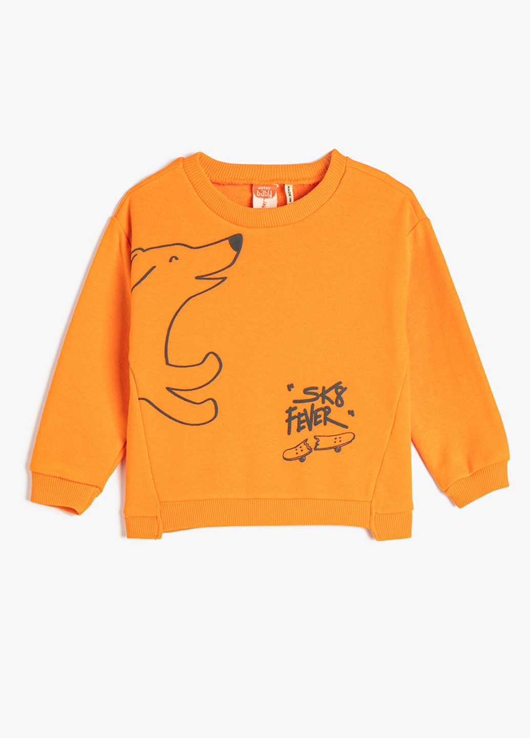 KOTON свитшот рисунок оранжевый кэжуал хлопок, трикотаж