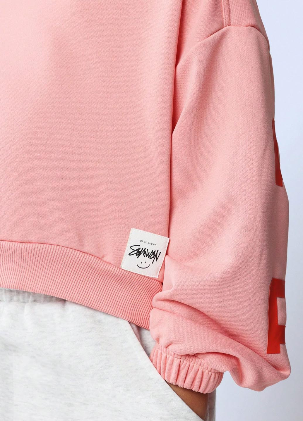 SHEIN світшот напис рожевий кежуал поліестер