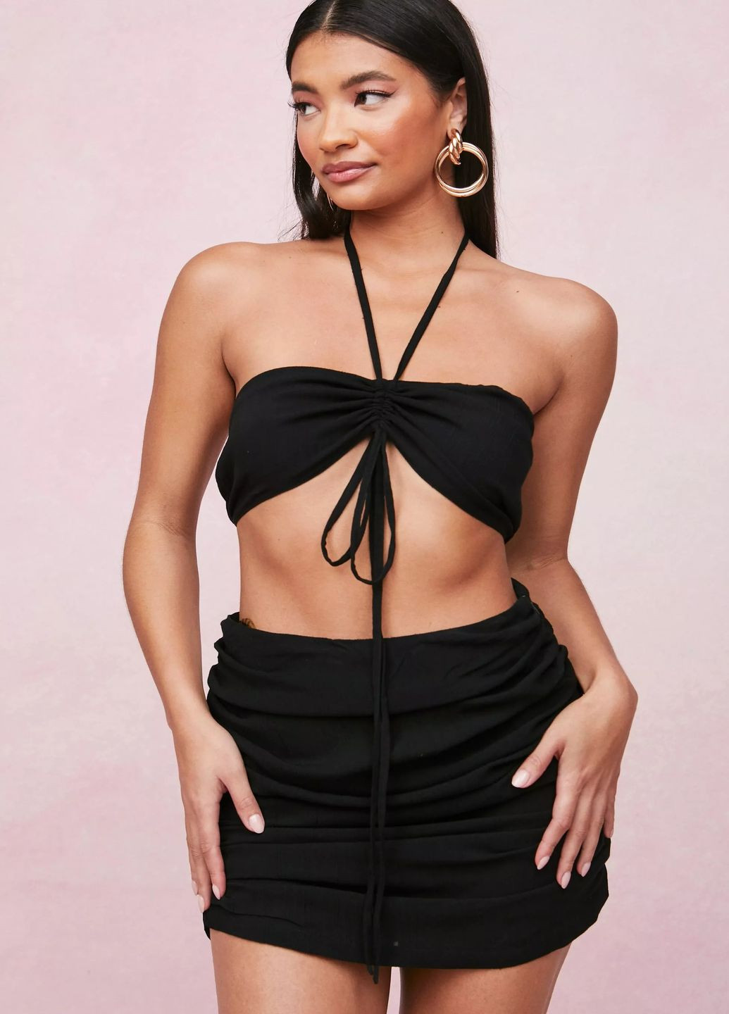 Черная однотонная юбка Boohoo