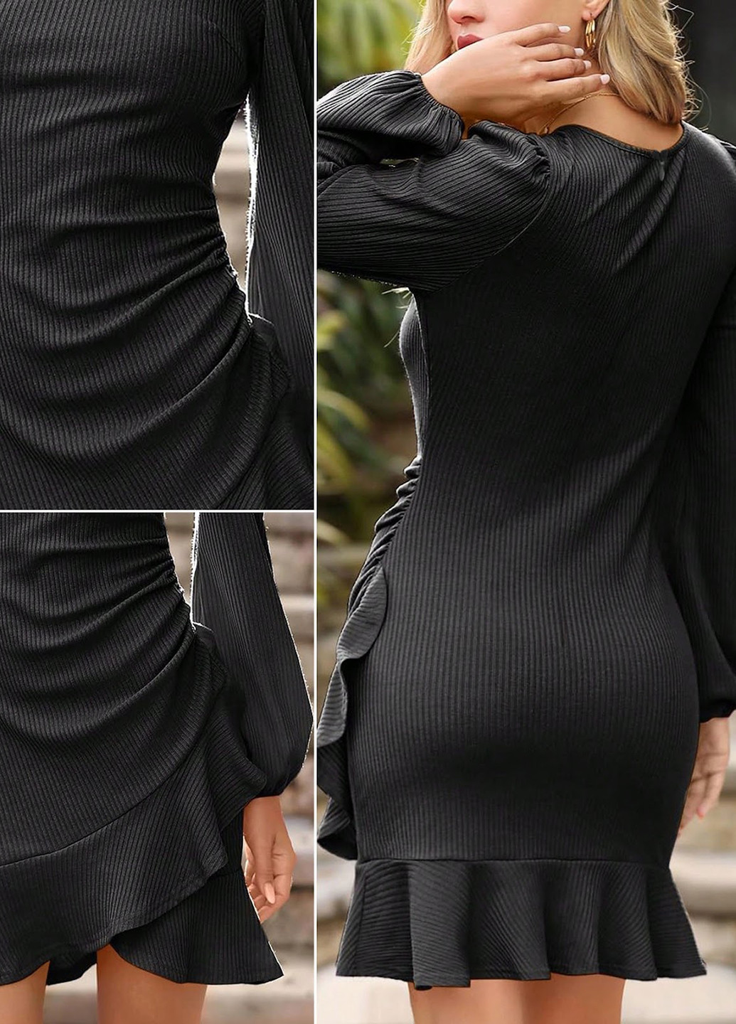 Чорна кежуал сукня на запах SHEIN однотонна