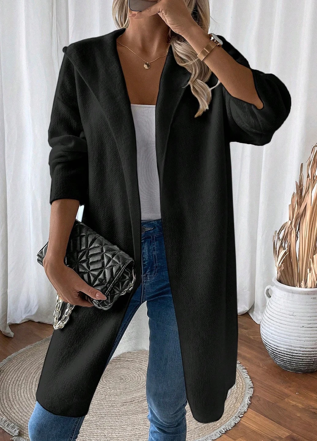 Черный демисезонный кардиган SHEIN