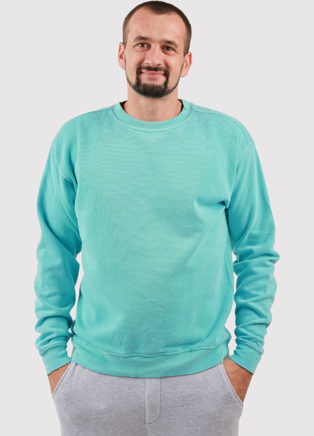 Світло-блакитний світшот Blue 84 однотонний без декору (361422179)