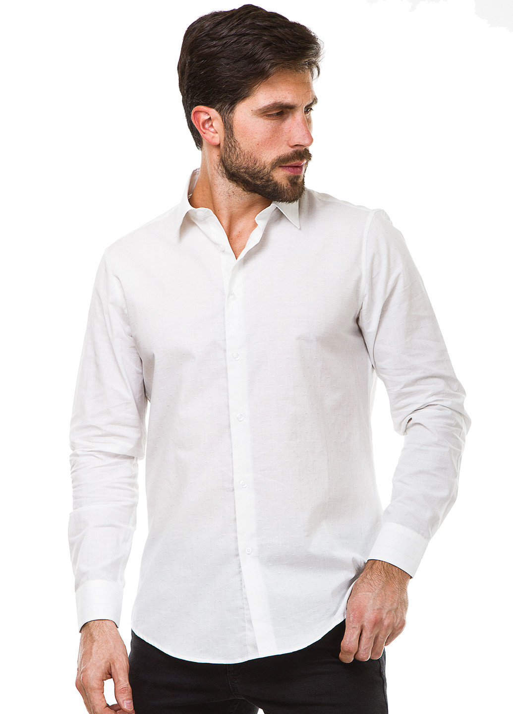Белая классическая рубашка однотонная Y.TWO