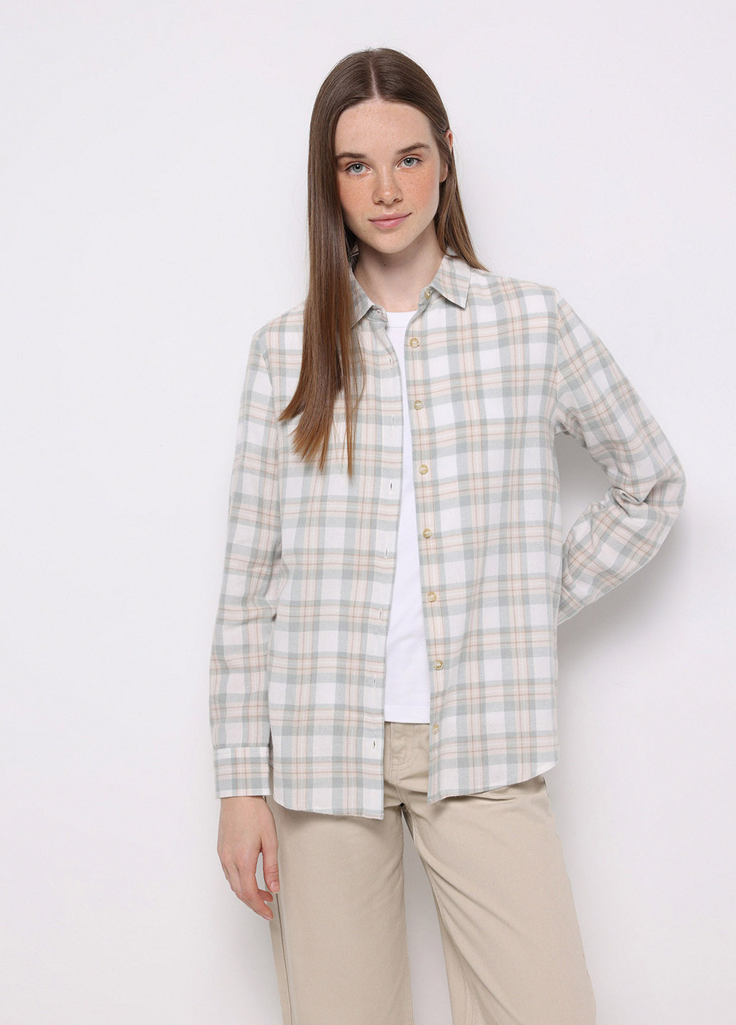 Серо-бежевая кэжуал рубашка в клетку Colin's